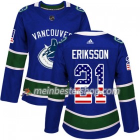Vancouver Canucks Loui Eriksson 21 Adidas 2017-2018 Blau USA Flag Fashion Trikot Authentic - Dame
